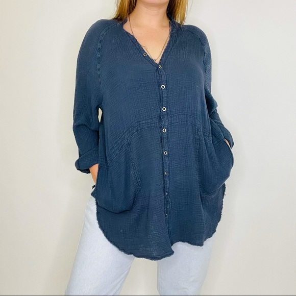 Free People Tops - Free People Summer Daydream Gauze Button Blouse